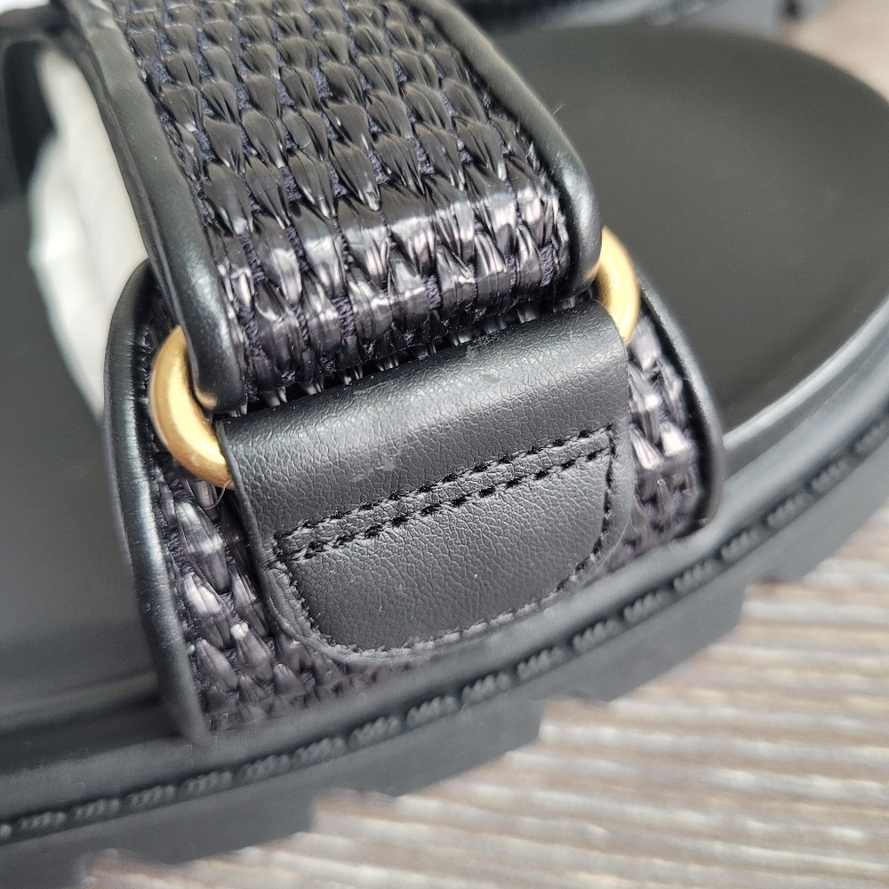 COACH Black Brynn Straw Sandal Size 10B - Picture 10 of 16